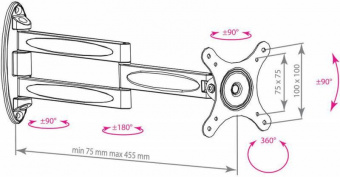 Кронштейн для телевизора Kromax TECHNO-11 черный 10"-32" макс.15кг настенный поворот и наклон от магазина РЭССИ