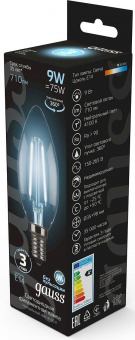 Лампа филам. Gauss 9Вт цок.:E14 свеча 220B 4100K св.свеч.бел.ней. C37 (упак.:10шт) (103801209) от магазина РЭССИ