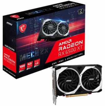 Видеокарта MSI PCI-E 4.0 RX 6500 XT MECH 2X 4G AMD Radeon RX 6500XT 4096Mb 64 GDDR6 2610/18000 HDMIx1 DPx1 HDCP Ret от магазина РЭССИ