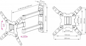 Кронштейн для телевизора Kromax GALACTIC-12 черный 15"-42" макс.25кг настенный поворот и наклон от магазина РЭССИ