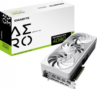 Видеокарта Gigabyte PCI-E 4.0 GV-N4080AERO OC-16GD NVIDIA GeForce RTX 4080 16384Mb 256 GDDR6X 2535/22400 HDMIx1 DPx3 HDCP Ret от магазина РЭССИ