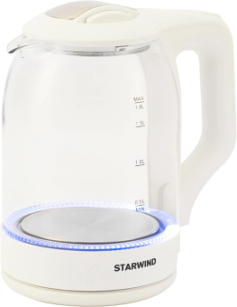 Чайник электрический Starwind SKG1056 1.8л. 2000Вт белый/прозрачный корпус: стекло от магазина РЭССИ