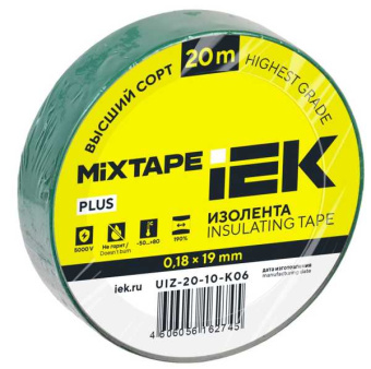 MIXTAPE PLUS Изолента 0,18х19мм зеленая 20м IEK от магазина РЭССИ