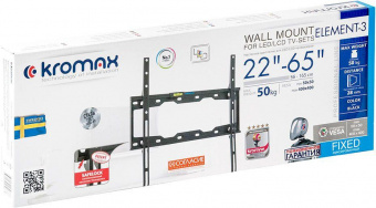 Кронштейн для телевизора Kromax ELEMENT-3 черный 22"-65" макс.50кг настенный фиксированный от магазина РЭССИ