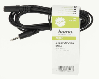 Адаптер аудио Hama H-205104 Jack 3.5 (m)/Jack 3.5 (f) 2.5м. черный (00205104) от магазина РЭССИ
