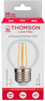 Лампа филам. Thomson Filament TH-B2340 11Вт цок.:E27 шар 220B 6500K св.свеч.бел.хол. Globe (упак.:1шт) от магазина РЭССИ