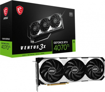 Видеокарта MSI PCI-E 4.0 RTX 4070 Ti VENTUS 3X 12G OC NVIDIA GeForce RTX 4070TI 12288Mb 192 GDDR6X 2640/21000 HDMIx1 DPx3 HDCP Ret от магазина РЭССИ