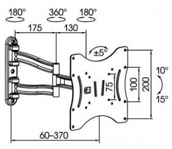 Кронштейн для телевизора Kromax TECHNO-3 белый 15"-40" макс.20кг настенный поворот и наклон от магазина РЭССИ