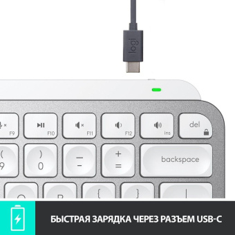 Клавиатура Logitech MX Keys Mini серебристый/белый USB беспроводная BT/Radio LED (920-010502) от магазина РЭССИ
