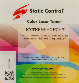 Тонер Static Control KYTK895-1KG-Y желтый флакон 1000гр. для принтера Kyocera Mita FS C8020/C8025/C8520 от магазина РЭССИ