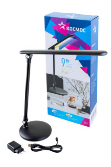 Светильник КОСМОС KOC_DESK034b LED, 9Вт, 3000К-4500К-6500К, сенсорное выключение, черный от магазина РЭССИ