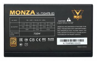 Блок питания Formula ATX 750W MONZA VL-750APB-85 80+ bronze (24+4+4pin) APFC 120mm fan 7xSATA RTL от магазина РЭССИ