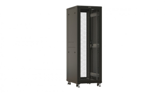 Шкаф серверный Hyperline (TTBR-3268-DD-RAL9004) напольный 32U 600x800мм пер.дв.перфор. задн.дв.перфор. 2 бок.пан. 1000кг черный 710мм 1610мм от магазина РЭССИ