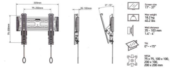 Кронштейн для телевизора Onkron SN12 черный 17"-37" макс.36.4кг настенный наклон от магазина РЭССИ