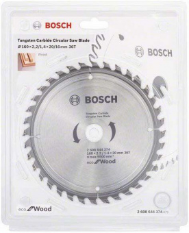 Диск пильный по дер. Bosch ECO WO (2608644374) d=160мм d(посад.)=20мм (циркулярные пилы) от магазина РЭССИ