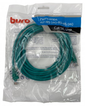 Патч-корд Buro UTP 4 пары cat5E CCA molded 5м зеленый RJ-45 (m)-RJ-45 (m) от магазина РЭССИ