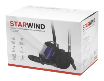 Пылесос Starwind SCV2040 2400Вт серый/фиолетовый от магазина РЭССИ