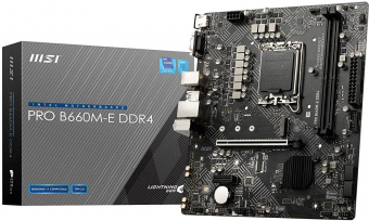 Материнская плата MSI PRO B660M-E DDR4 Soc-1700 Intel B660 2xDDR4 mATX AC`97 8ch(7.1) GbLAN+VGA+HDMI от магазина РЭССИ