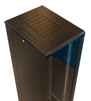 Шкаф серверный WRline (WR-TT-2761-AS-RAL9004) напольный 27U 600x1000мм пер.дв.стекл задн.дв.стал.лист 2 бок.пан. 800кг черный 910мм 1388мм IP20 сталь от магазина РЭССИ
