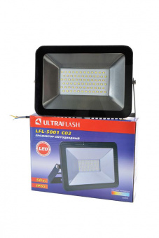 Прожектор ULTRAFLASH LFL-5001  C02 светодиодный, 50Вт, 6500К, IP65 черный от магазина РЭССИ