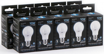 Лампа светодиодная Gauss A60 10Вт цок.:E27 шар 220B 4100K св.свеч.бел.ней. A60 (упак.:10шт) (102502210) от магазина РЭССИ