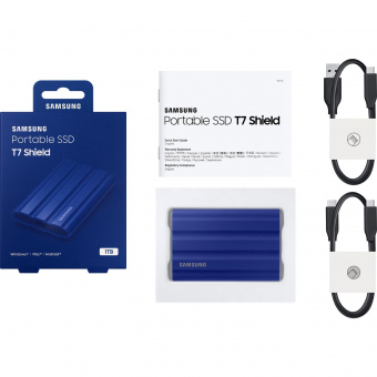 Накопитель SSD Samsung Original USB-C 1Tb MU-PE1T0R/WW Shield T7 1.8" синий от магазина РЭССИ