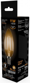 Лампа филам. Gauss 11Вт цок.:E14 свеча 220B 2700K св.свеч.бел.теп. C37 (упак.:10шт) (103801111) от магазина РЭССИ