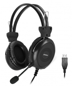 Наушники с микрофоном A4Tech HU-30 черный 2м накладные USB оголовье от магазина РЭССИ