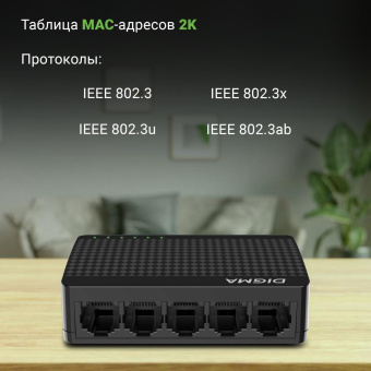 Коммутатор Digma DSW-105GE DSW-105GEV2 (L2) 5x1Гбит/с неуправляемый от магазина РЭССИ