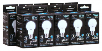 Лампа светодиодная Gauss A60 16Вт цок.:E27 груша 220B 4100K св.свеч.бел.ней. (упак.:10шт) (102502216) от магазина РЭССИ