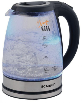 Чайник электрический Scarlett SC-EK27G36 1.8л. 1800Вт черный корпус: стекло/пластик от магазина РЭССИ