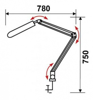 Светильник Трансвит ДЕЛЬТА (Delta/Bl) настольный на струбцине 2G7 черный 11Вт от магазина РЭССИ