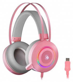 Наушники с микрофоном A4Tech Bloody G521 розовый 2.3м мониторные USB оголовье (G521 ( PINK )) от магазина РЭССИ