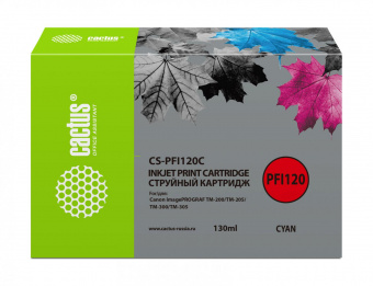 Картридж струйный Cactus CS-PFI120C CS-PFI120C PFI-120C голубой (130мл) для Canon imagePROGRAF TM-200/TM-205/TM-300/TM-305 от магазина РЭССИ
