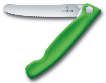 Нож кухонный Victorinox Swiss Classic (6.7836.F4B) стальной для овощей лезв.110мм серрейт. заточка зеленый блистер от магазина РЭССИ