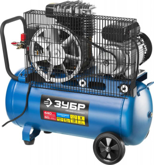 Компрессор поршневой Зубр Профессионал ЗКПМ-440-50-Р-2.2 масляный 440л/мин 50л 2200Вт от магазина РЭССИ