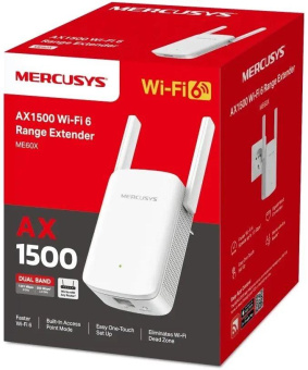Повторитель беспроводного сигнала Mercusys ME60X AX1500 10/100/1000BASE-TX белый от магазина РЭССИ