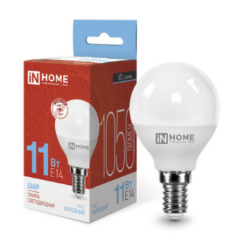 Лампа светодиодная LED-ШАР-VC 11Вт 230В Е14 6500К 1050Лм IN HOME от магазина РЭССИ