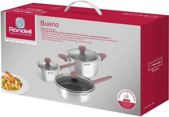 Набор 6 предм. (кастрюля с/кр 20 см (2,8 л), ковш с/кр 14 см (0,9 л), сотeйник с/кр 24 см) Bueno Ron от магазина РЭССИ