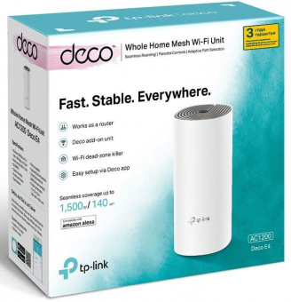 Бесшовный Mesh роутер TP-Link Deco E4 (DECO E4(1-PACK)) AC1200 10/100BASE-TX белый от магазина РЭССИ