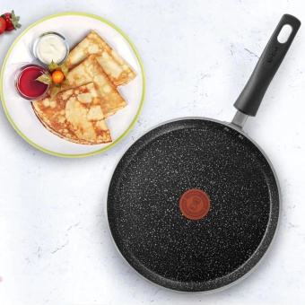 Сковорода блинная Tefal Rock 04235525 круглая 25см покрытие: Mineralia ручка несъемная (без крышки) черный от магазина РЭССИ