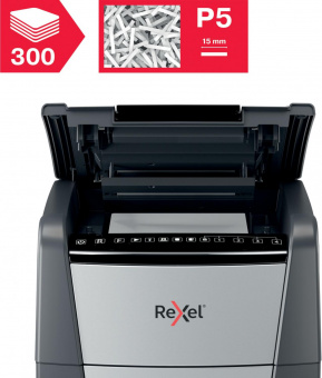 Шредер Rexel Optimum AutoFeed 300M черный с автоподачей (секр.P-5) фрагменты 300лист. 60лтр. скрепки скобы пл.карты от магазина РЭССИ