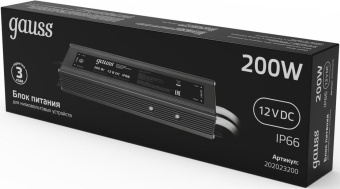 Блок питания Gauss 202023200 пониж. для лен.светод. черный от магазина РЭССИ