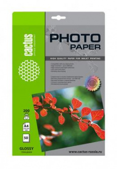 Фотобумага Cactus CS-GA420050 A4/200г/м2/50л./белый глянцевое для струйной печати от магазина РЭССИ