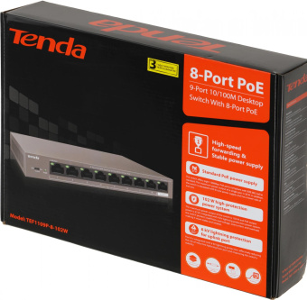 Коммутатор Tenda TEF1109P-8-102W (L2) 9x100Мбит/с 8PoE 92W неуправляемый от магазина РЭССИ