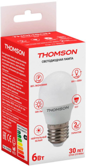 Лампа светодиодная Thomson TH-B2038 6Вт цок.:E27 шар 220B 4000K св.свеч.бел.нейт. Globe от магазина РЭССИ