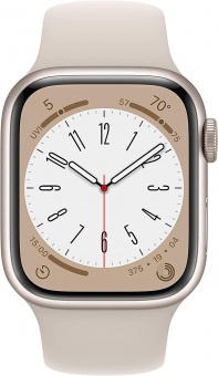 Смарт-часы Apple Watch Series 8 А2770 41мм OLED корп.сияющая звезда рем.сияющая звезда разм.брасл.:M/L (MNUF3LL/A) от магазина РЭССИ