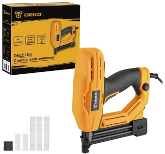 Степлер электрический Deko DKES100 скобы тип 18Ga: 15-25мм гвозди тип 300: 15-32мм от магазина РЭССИ