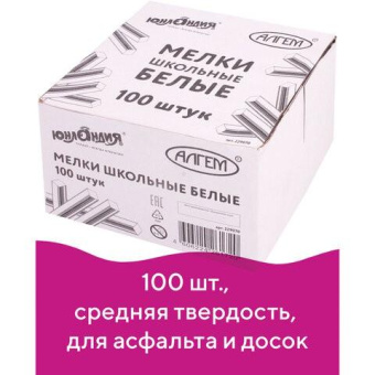 Натуральный мел ЮНЛАНДИЯ белый Алгем набор 100 шт квадратный 229070 от магазина РЭССИ