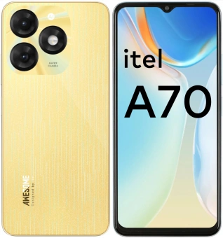Смартфон Itel A665L A70 128Gb 3Gb золотой моноблок 3G 4G 2Sim 6.6" 720x1612 Android 13 13Mpix 802.11 b/g/n GPS GSM900/1800 GSM1900 TouchSc FM microSDXC max2048Gb от магазина РЭССИ